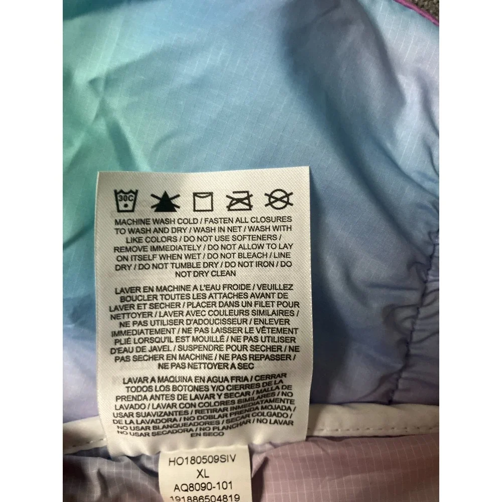 Nike Windbreaker Jacket Girls XL White Aqua Tie‎ Dye Sherpa Fleece Hooded Zip Up
